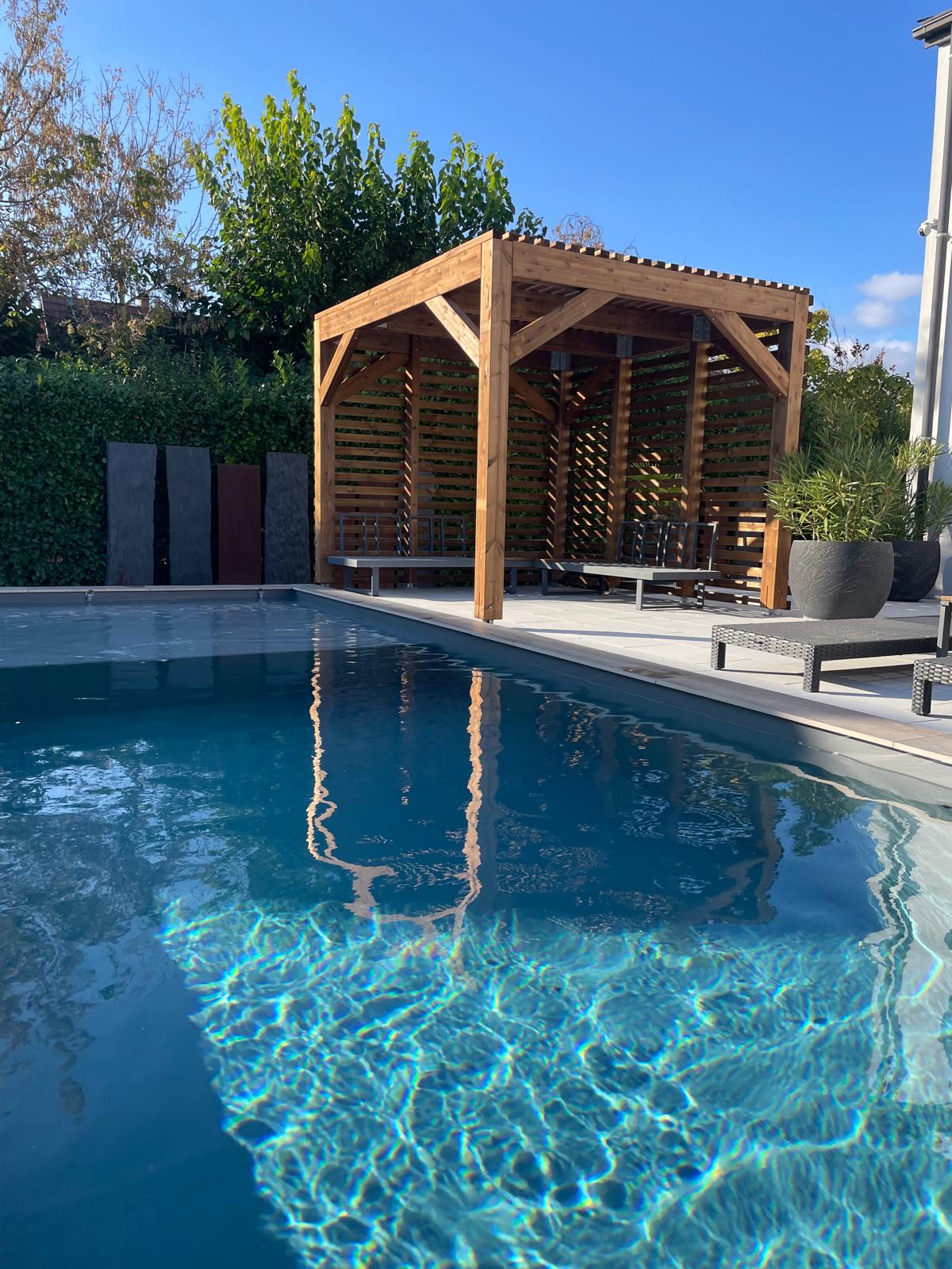 Installation d’une pergola bois &agrave; Kunheim, pr&egrave;s de Colmar Wittenheim